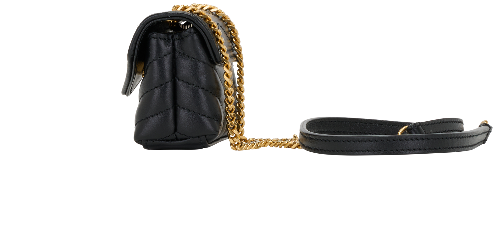 Saint Laurent LouLou Airpod Case, &pound;395, Accessories, Black, Leather, Bottom view